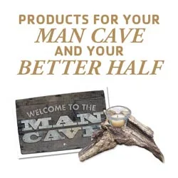 Service card advertising man cave and home products